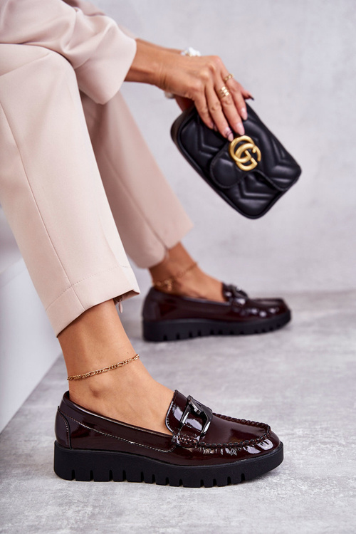 Лаковані лофери на платформі бордового кольору Kjersti