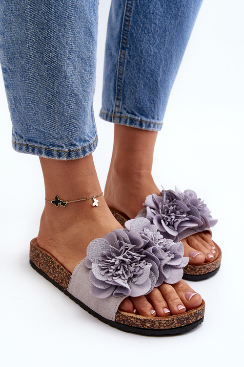 Жіночі сірі тапочки з квітами Lulania