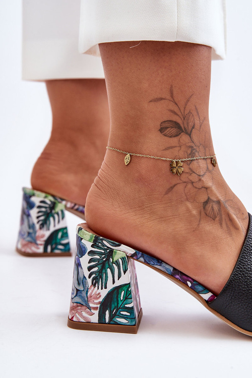 Жіночі шкіряні мюлі на підборах Lewski Shoes 3209/K Чорні