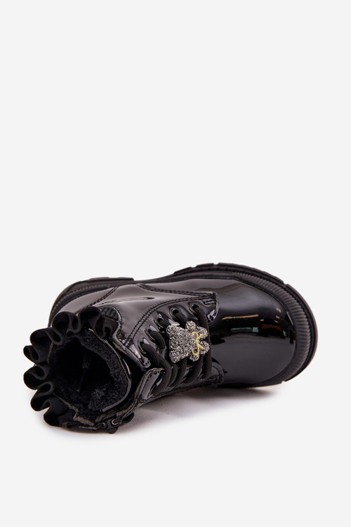 Ботильйони жіночі лаковані на блискавці чорні Felori