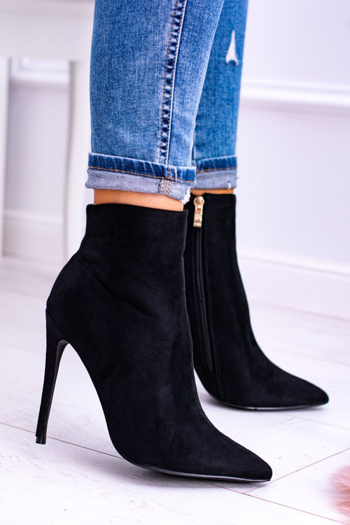 Чорні замшеві венеціанські черевики Lu Boo на шпильці