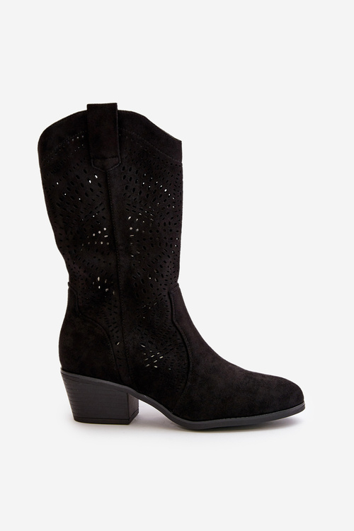Ажурні жіночі ковбойські ботильйони Black Iceda