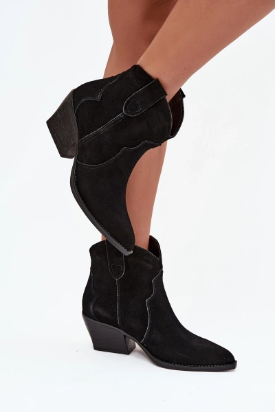 Сліпони жіночі ковбойські черевики з натуральної замші Чорні Beretta