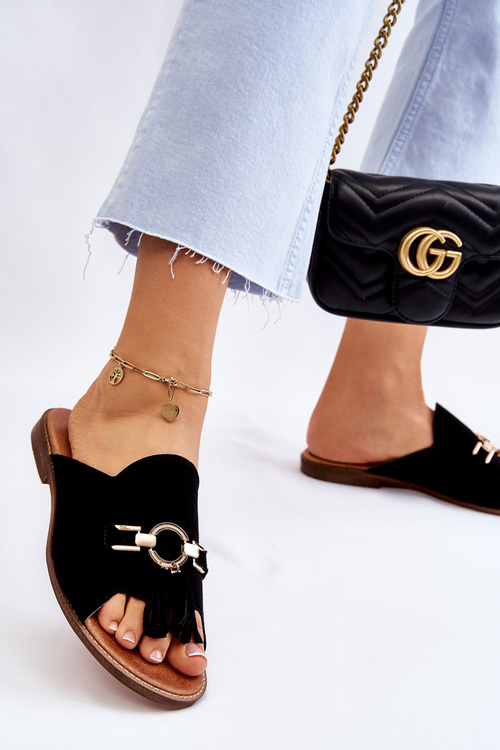 Жіночі замшеві тапочки Lewski Shoes 3226 Чорні