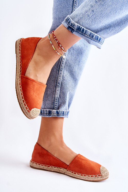 Класичні жіночі замшеві еспадрільї оранжевого кольору