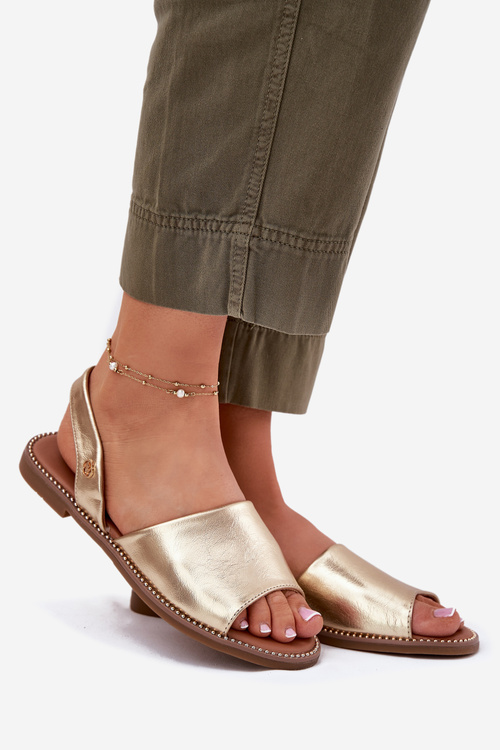Жіночі Сандалі На Плоскому Каблуці Еко Шкіра Золоті Dereka