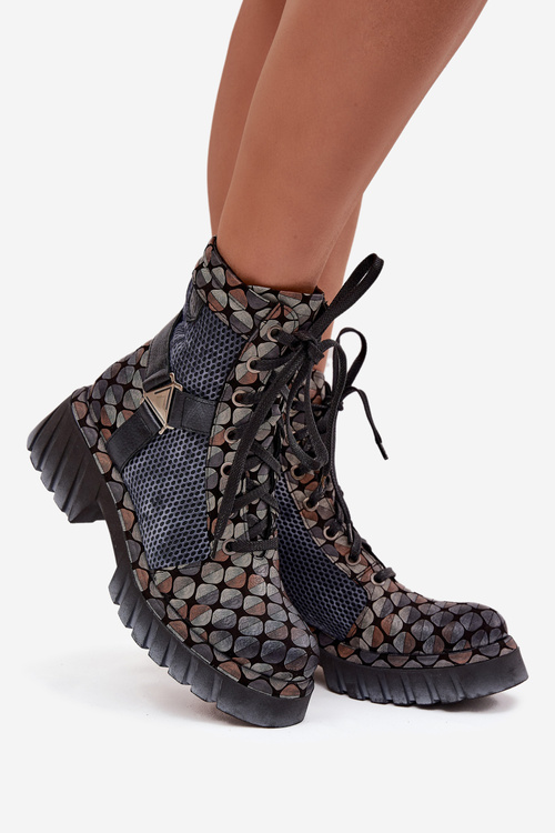 Шкіряні жіночі робочі чоботи Maciejka 07072-03 Мультиколір