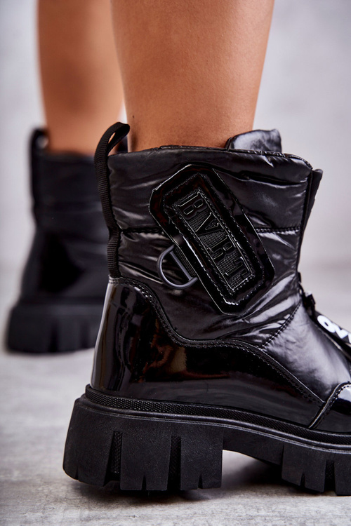 Жіночі теплі зимові черевики на блискавці чорного кольору Marit