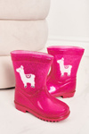 Дитячі блискучі дощові черевики з рожевим ламою