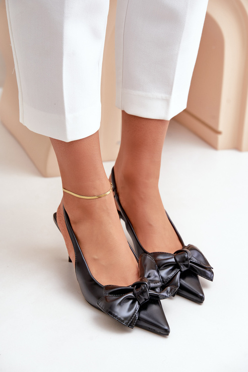 Високі підбори з бантом з екошкіри Emirenna чорного кольору