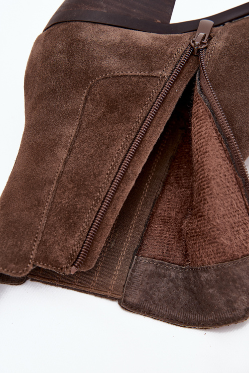 Замшеві Чоботи Для Жінок На Каблуці Утеплені Хакі Арелія