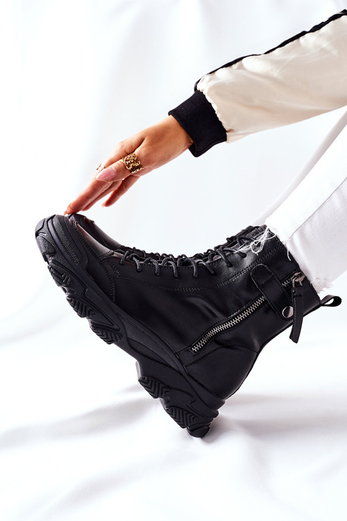 Жіночі шкіряні високі чоботи GOE II2N4031 Чорні