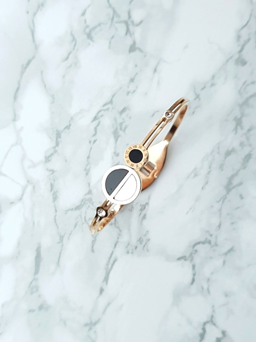 Жіночий сталевий браслет з римським цирконієм Цифри з рожевого золота Avior