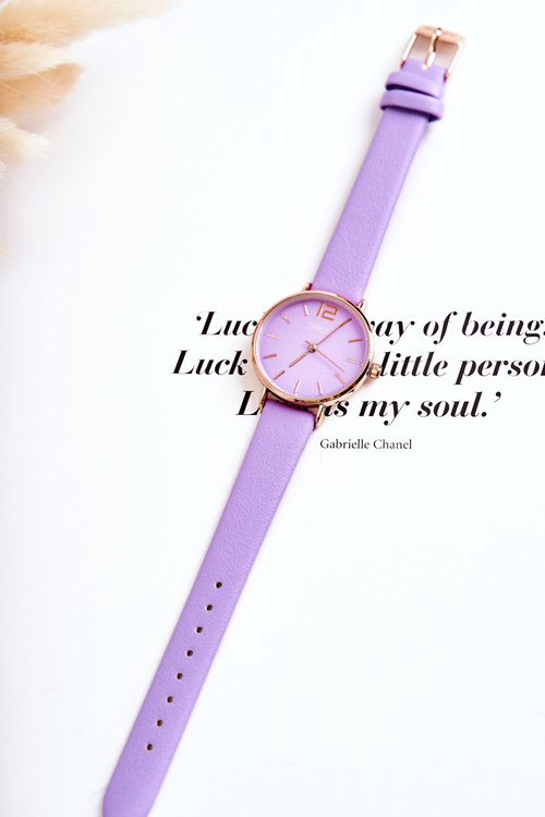 Годинник на шкіряному ремінці без нікелю ERNEST Темно-фіолетовий