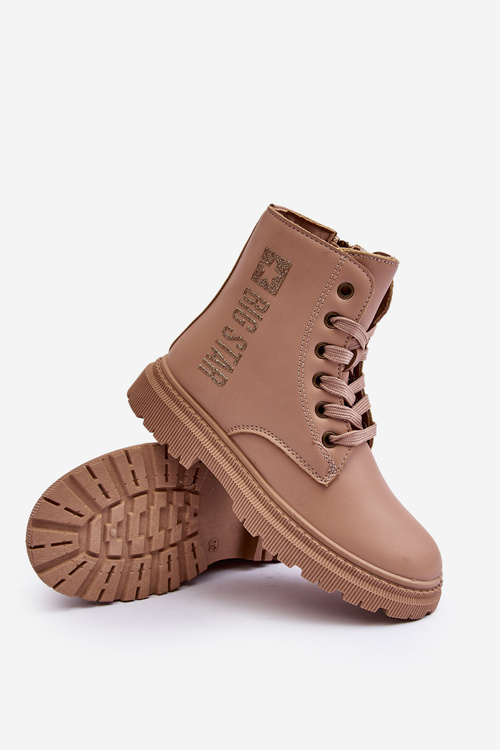 Дитячі шкіряні черевики з хутряною підкладкою Big Star MM374154 Бежеві