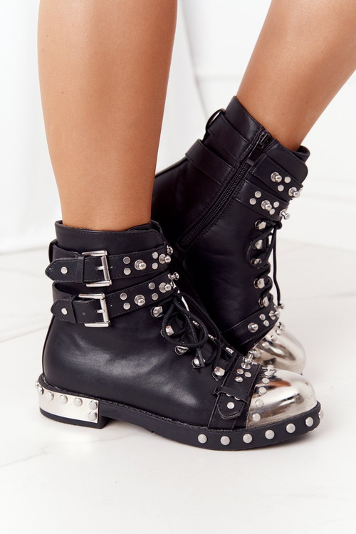 Жіночі утеплені чоботи з форсунками, чорні Lu Boo