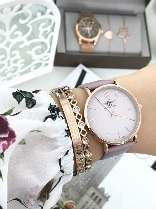 Жіночий годинник Michael John Florence 40 мм, рожевий ремінець