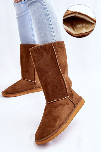 Жіночі замшеві високі зимові черевики утеплені Camel Reyma