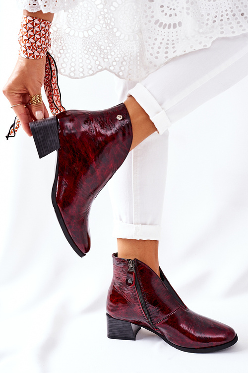 Чоботи шкіряні утеплені Maciejka 04777-13 темно-червоні