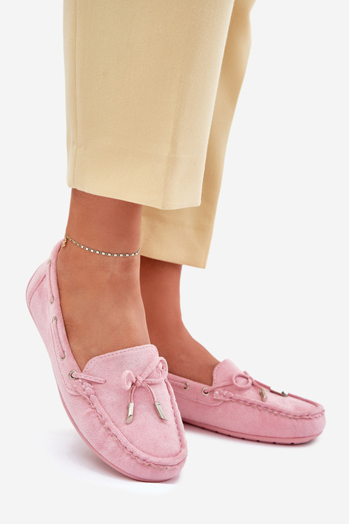 Жіночі замшеві мокасини світло-рожеві Si Passione