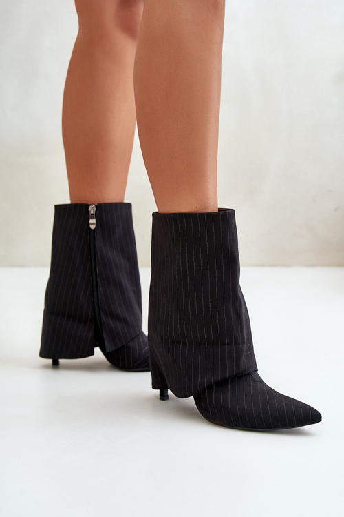 Жіночі чоботи на шпильці з точеним халявою та гострими носами Чорні Naritua