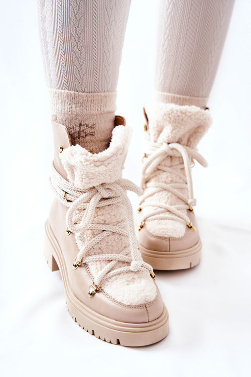 Шкіряні черевики Trapper Tied Lewski Light Beige 3116