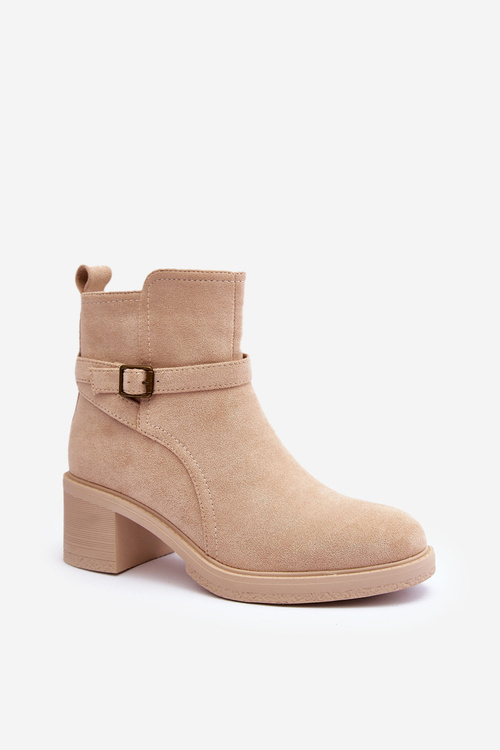 Замшеві чоботи з пряжкою Бежеві Neste