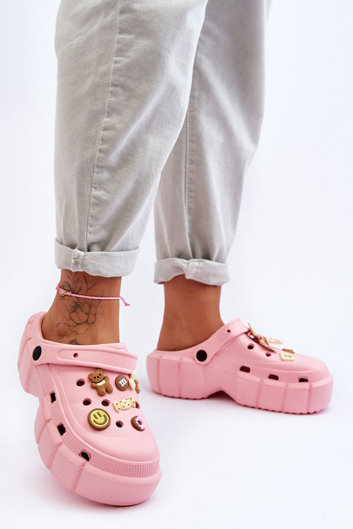Жіночі поролонові тапочки Crocs з орнаментом Pink Marlett