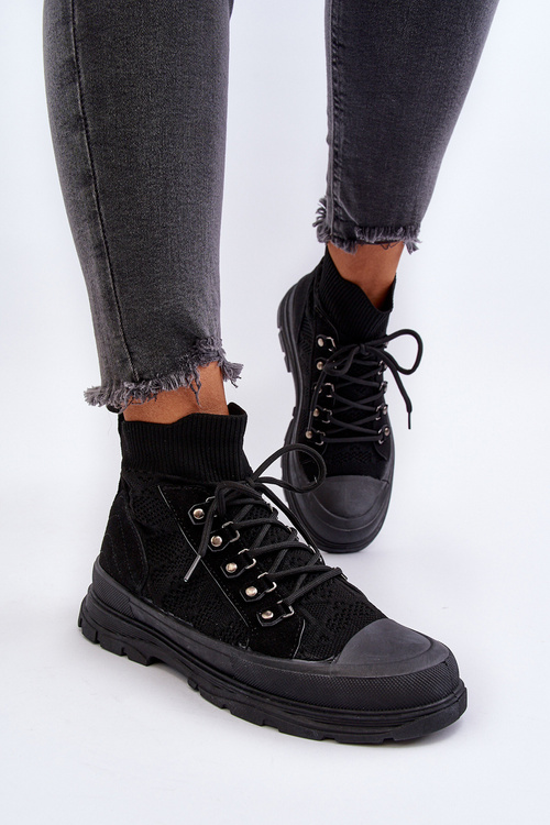 Жіночі кросівки з еластичним верхом чорного калину