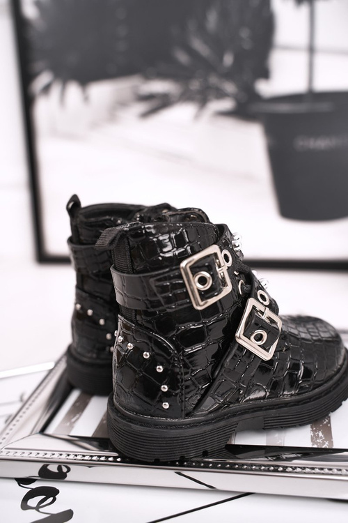 Чоботи дитячі теплі з хутром лаковані Black Mary