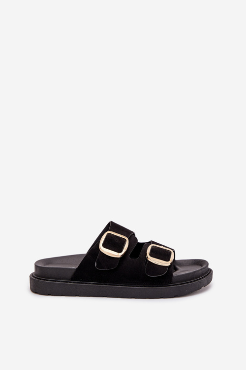 Жіночі Сандалі На Платформі З Золотими Пряжками Чорні Verena