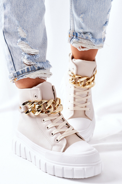 Високі кросівки на платформі бежеві La Rocca