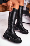 Жіночі високі чоботи теплі чорні Ambicious