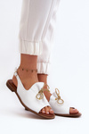 Шкіряні сандалі на плоскій підошві Zazoo 2898 Білі