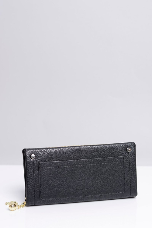 Великий жіночий чорний гаманець з кишенею