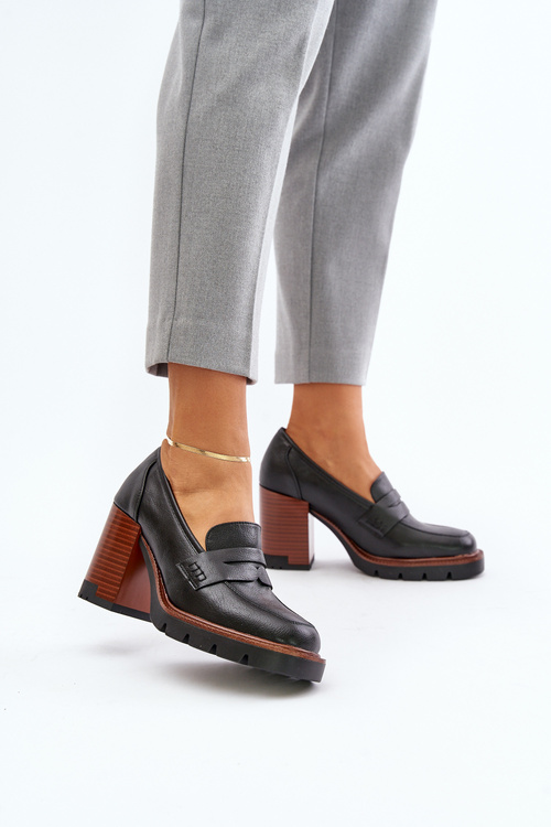 Жіночі човники на високих підборах і платформі з чорної еко-замші Vinceza 58105