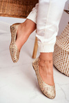 Жіночі балетки Lu Boo із золотими ажурними плетіннями