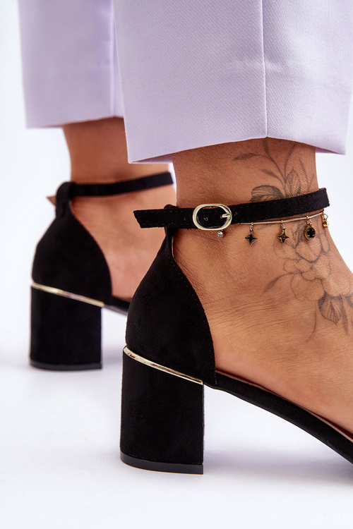 Босоніжки на стійкому каблуці Чорні Palermo