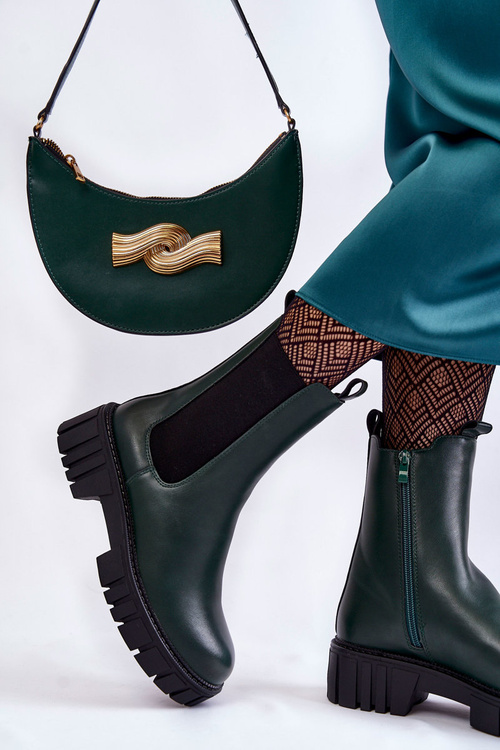 Шкіряні жіночі чоботи на платформі Green Bente