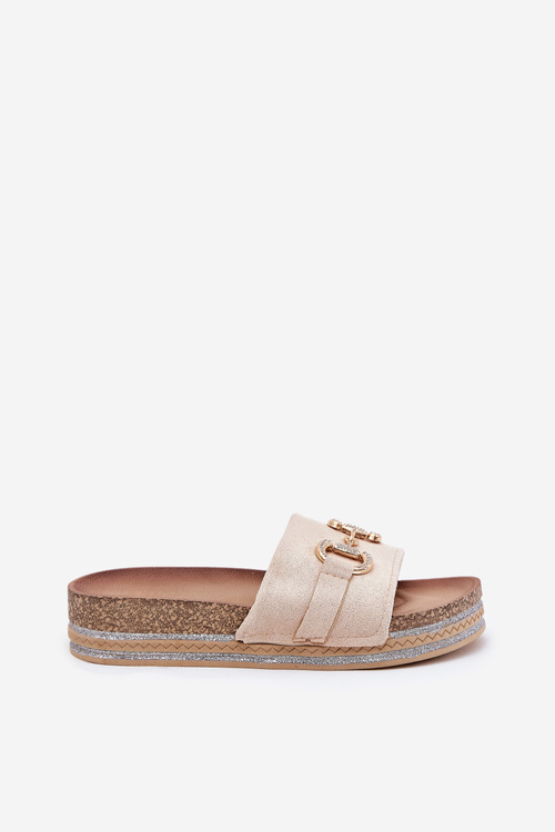 Жіночі Сандалі На Платформі З Золотою Декорацією І Блискітками Бежеві Morisela