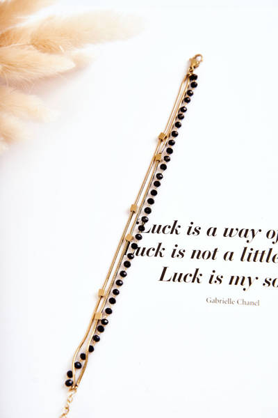 Жіночий подвійний браслет Mini Squares золото-чорний