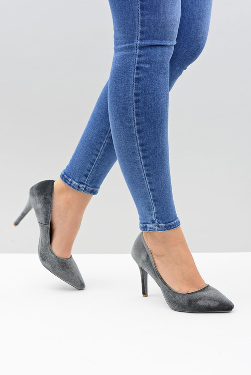 Жіночі туфлі на шпильці Lu Boo сірого оксамиту