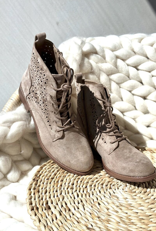 S.Barski HY66-136 Жіночі ботильйони з малюнком світло-бежеві