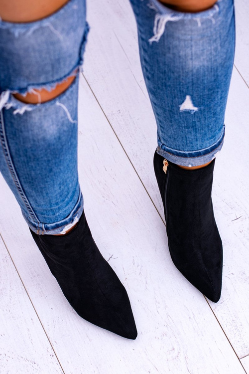 Чорні замшеві венеціанські черевики Lu Boo на шпильці