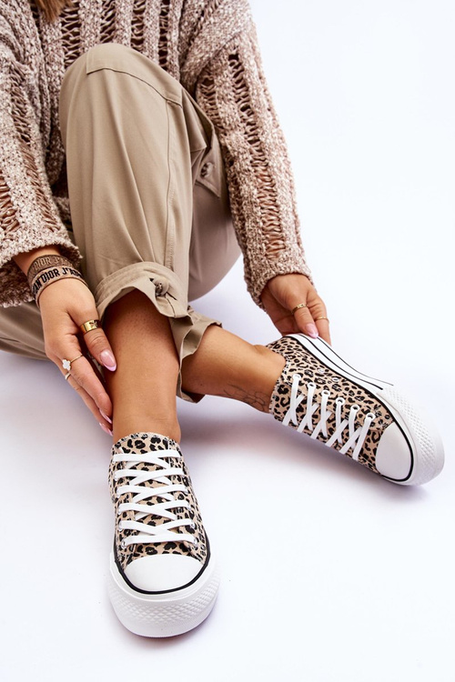 Жіночі кросівки на масивній платформі бежево-чорного кольору