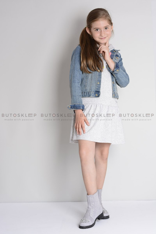 Сірі дитячі чоботи з цирконієм LittleCarrie