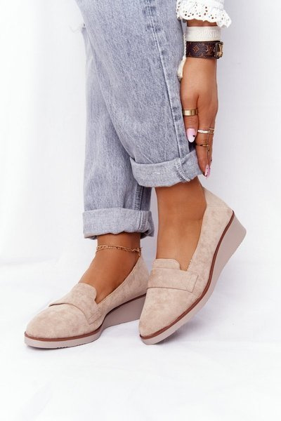 Елегантні туфлі на танкетці Vinceza 10599 Suede Beige