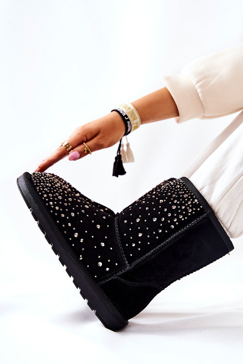 Зігріваючі снігові черевики зі стразами Чорні Mariella