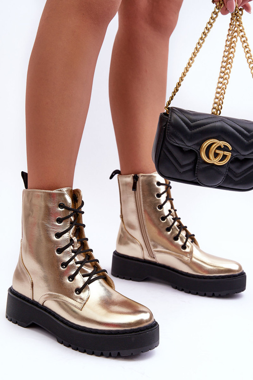 Металеві шкіряні черевики Gold Workery Teflorna