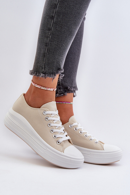 Жіночі кросівки на масивній платформі бежеві Amyete